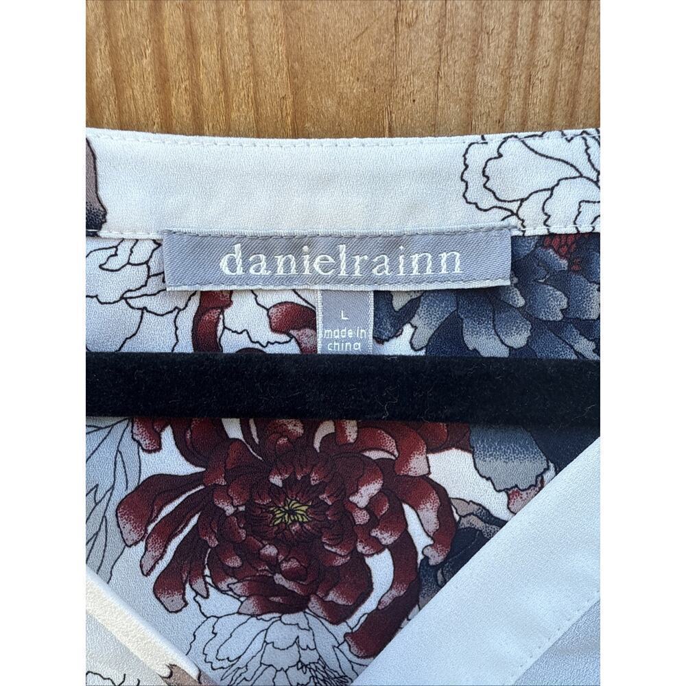 Daniel Rainn Womens Red and Blue Floral 3/4 Sleeve Relaxed Bohemian Blouse Sz L - Picture 4 of 12